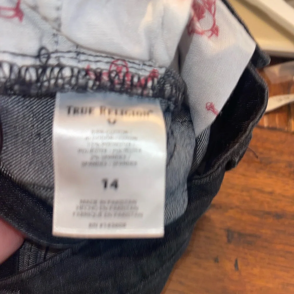 True Religion Geno Relaxed Slim Girls Black Jeans Sz‎ 14